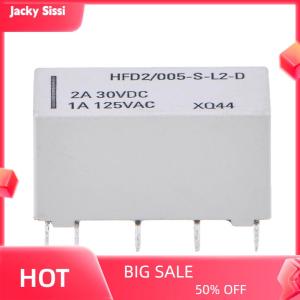 Jacky 5V bistable latching relay DPDT 30VDC 2A 1A 125VAC HFD2 005-S-L2-D realy