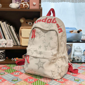 Star-printed backpack for female college students large-capacity casual backpack lightweight travel school bag new fashion trend
