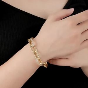 Xinshi Hip Hop Bracelet for Women   Europe and America ins Cuban chain zircon fashion bracelet trendy jewelry manufacturer wholesale