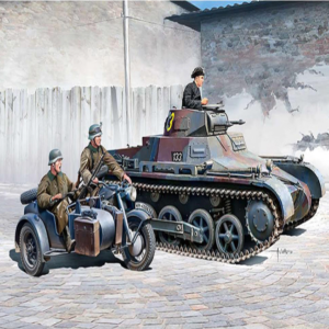 Academy Science 13556 135 German Panzer Type Motorcycle Model Kit Tank Armored Vehicle with Figures Photo-Etched Parts R