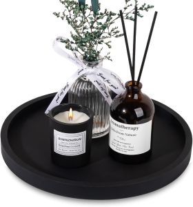 Silicone Bathroom Tray Round Vanity Tray Decorative Soap Holder Kitchen Countertop Organizer Coffee Table Decor for Candle