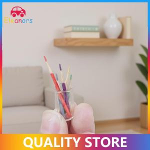 [Eleanor] 6Pcs Doll House Learning Scene Accessories 1:12 Dollhouse Miniature Small Pen Cup Holder With Color Pencil