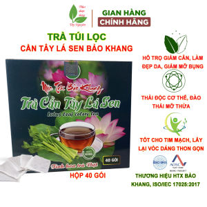 Hộp 40 trà cần tây lá sen Bảo Khang trà túi lọc cần tây giảm cân lá sen giúp giảm cân giảm béo thải mỡ thừa đẹp dáng đẹp da
