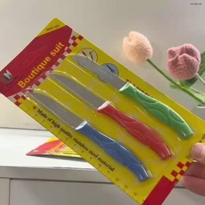 vỉ 3 dao gọt tỉa trái cây nhiều màu dao tỉa tạo hình trái cây hoa quả mũi nhọn siêu bén