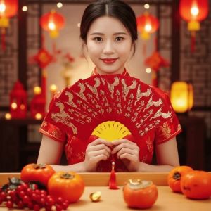 DIRKI Traditional Fan Design Red Envelope 10 Cards Year of The Horse Childrens Money Bag Gifts Packing Bags Thickened God of Wealth Red Pocket Lunar New Year Gifts