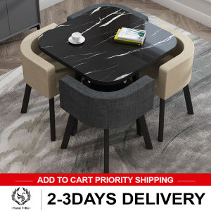 Saint Villa Nordic style combination reception desk and chair business reception negotiation desk and chair office leisure desk and chair family dining table and chair set round table + four stools (same day delivery)