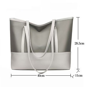 Elegant Plain Color-Block Design Shoulder Bag Large Capacity Lightweight Versatile Casual Everyday Office Shopping Tote Bag
