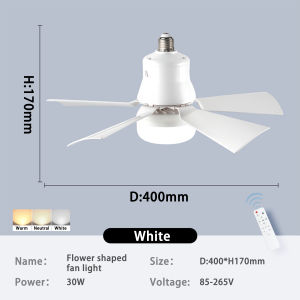 Remote Control Ceiling Fan with Lights Ceiling Fan with Lights and Remote 2 in 1 Ceiling Fan with Led Light 3 Color Lighting E27 3 Speed Winds for Living Room Bedroom Kitchen