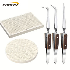 PHYHOO 5PCS fire-resistant honeycomb welding plate with pliers welding plate quartz honeycomb
