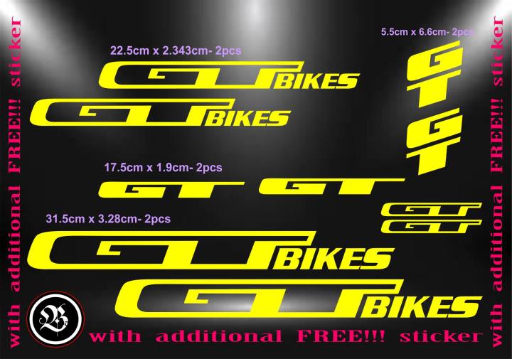 GT bike decals/sticker (yellow glossy) 1set Lazada PH