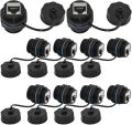 10 ชิ้น แผงติดตั้ง ขั้วต่อ CAT6 RJ45 กันน้ำ ขั้วต่อ Cat5/5e/6 8P8C สายเคเบิล LAN อีเธอร์เน็ต ข้อต่อ อะแดปเตอร์สองหัวพร้อมฝาปิดกันน้ำ/กันฝุ่น. 