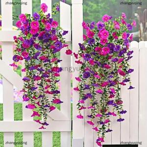 [COD] zhangyuqing 2PCS Artificial Morning Glory Hanging Flowers Flower Outdoor Home Garden Wall Hanging Petunias Plants Wedding Decoration