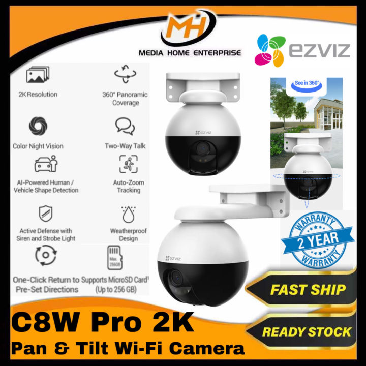 EZVIZ C8W Pro 2K Pan & Tilt Wi-Fi Outdoor Camera - 2K Resolution, 3MP ...