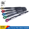 Mũi vít Nhật Bản PH2 dài 100mm Fukuoka đa năng trợ lực, đầu mũi bắn vít 2 đầu 4 cạnh bake có vòng nam châm từ tính siêu hít, mũi bắt vít PH2x100mm thép S2 siêu cứng, chống tòe, mũi bắt vít mũi dù, đầu bắt vít tới hạn cao cấp. 