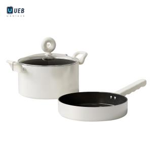 Ueblock✈ Stockpot 22cm 2 pcs Frying Pan with Lids Frying Pot Easy To Clean for All Stoves