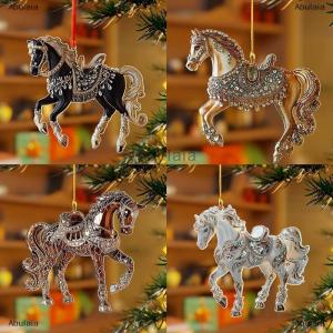 [COD] Abulaia จี้กระจกมองหลังอะคริลิครูปม้ารถทำจากอะคริลิคมีเสน่ห์ของตกแต่งต้นคริสต์มาสแบบแขวนในปีใหม่2D