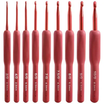 9Pcs 2-6mm Complete crochet kit blue hook head aluminum crochet hook Ergonomic Crochet Hooks Set