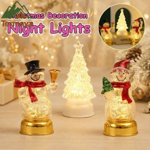 Termaya Led Christmas Snowman Night Light Flameless Electronic Candle Warm White Tabletop Ornament For Home Hari Raya Decor