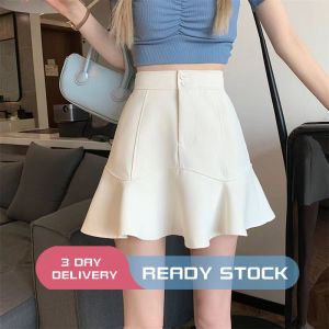 High Waist Pleated Skirt for Women A-line Dress Fishtail Ruffled Skirt
