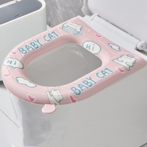 DENGJT With Handle Toilet Seat Cover Cartoon Waterproof Toilet Seat Cushion Reusable Thicker Closestool Mat Bathroom
