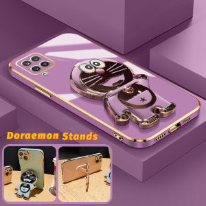 Casing Ponsel untuk Samsung A12 5G M12 F12 A11 M11 Case HP pola Doraemon Mewah Tepi Plating Softcase silikon Kesing penuh Casing Phone Stands