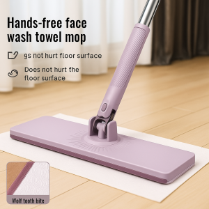 Flat Mop Wiping Cloth Mop For Hardwood Laminate Tile Floor Cleaning Dry Wet Double Use 360° Spin