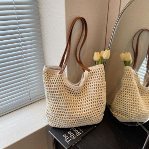 Oversized Handwoven Straw Tote - Versatile Beach & Commute Shoulder Bag