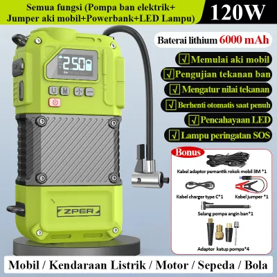 ZPER 2-in-1 Jump Starter Pompa Angin Ban Mobil Elektrik Mini Car Air Infatable Pump Portable ZP024