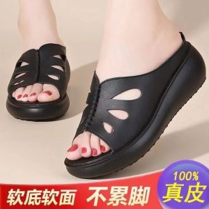 Genuine Soft Leather WomenS Sandals 2025 Summer Mid-Heel Outdoor Lightweight WomenS Wedge Sandals