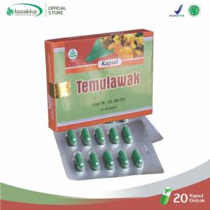 Tazakka Ekstrak Temulawak Original BPOM Curcuma Obat Lambung Herbal Liver Anti Bakteri 20 Kapsul Blister.