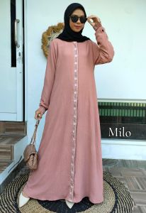 Cleya Dress Bordir | Gamis wanita Muslimah Exclusive | Polos Crinkle Airflow