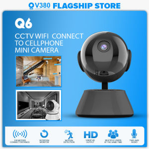 V380 Q6 Pro Black CCTV Camera for house Wifi Connect to Cellphone  with voice 1080P Smart Home Security Surveillance IP Camera v380 pro