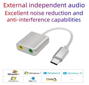 Type C ถึง 3.5 มม การ์ดเสียงแจ็ค USB ชุดหูฟังไมโครโฟนอะแดปเตอร์การ์ดเสียง