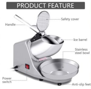 Ice Crusher Electric Heavy Duty  Ice Crusher Machine Stainless for Scramble Automatic Ice Shaver Machine Electric Commercial High Power Ice Maker Machine Portable