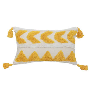 Tufted Nordic Yellow White Style Cushion Covers 30x50cm 45x45cm Chenille Tassel Embroidery Luxury Pillow Case For Bed Sofa Home Decoration