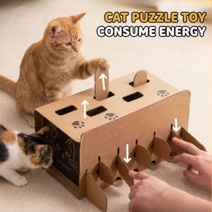 Cat Whack A Mole Toy Puzzle Board Corrugated Paper Scratch Pad Energy Release Teaser Indoor Play