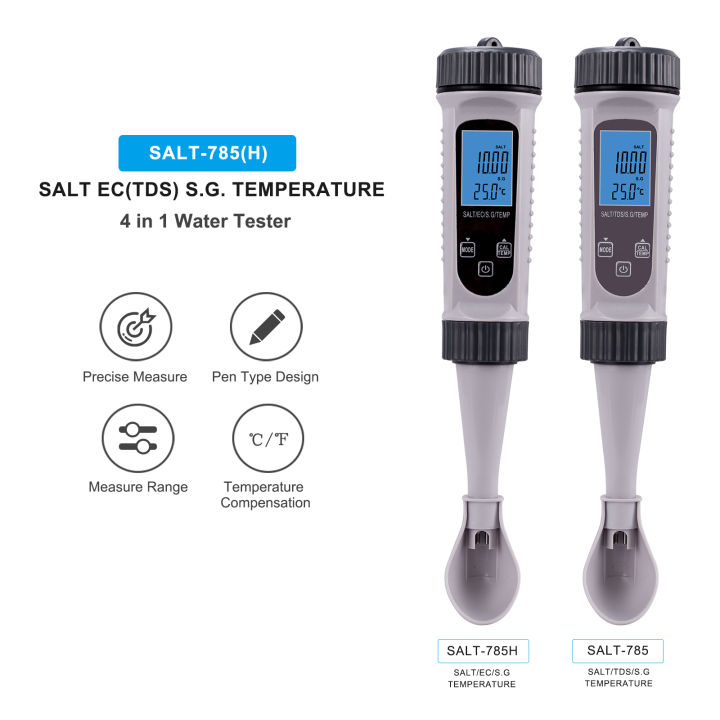 RCYAGO 4 in 1 Salinometer TDS/SG/Salinity/Temperature Water Quality ...