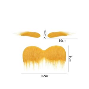 PHANT Self Adhesive Fake Beard Pack Of Three Yellow Color Eyebrow Set Adult Kid Lightweight Cosplay Outfit Accessories Festival Party