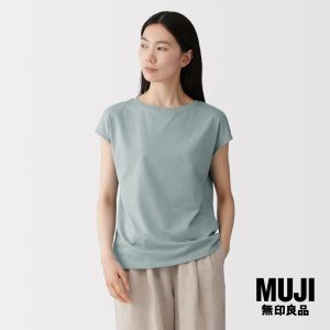 มูจิ เสื้อยืดแขนฝรั่งเศส ผู้หญิง - MUJI Womens Jersey French Sleeve T-Shirt รุ่น BB2WIA6S