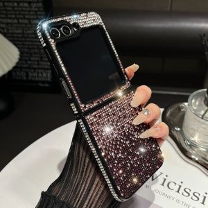 Luxury Glitter Diamond Gradient Case for Samsung Galaxy Z Flip 6 5 4 3 Rhinestone Bling Shockproof Hard Cover for Samsung flip6