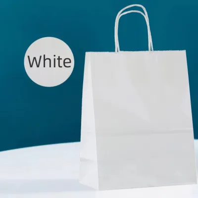 [50pcs] Ready Stock Colorful Paper Bags with Handles/Colorful Paper Bag/Party Bags/Take-away bag/Shopping Bag