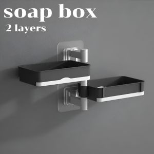 Bathroom Drilling-Free Soap Holder Wall Mounted Soap Organizer Soap Case Soap Dish Box