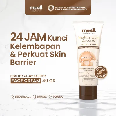 Moell Face Cream 40gr Plant Based Probiotics & Panthenol - Pelembap Wajah Bayi - Menenangkan & Meredakan Kulit Sensitif Kering dan Iritasi - Skincare Bayi - Skincare Anak