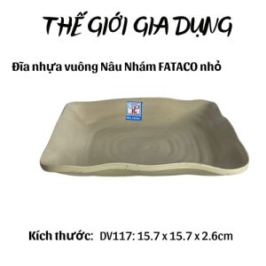 Đĩa vuông gợn nâu nhám nhựa Melamine có 3 size nhỏ - trung - lớn