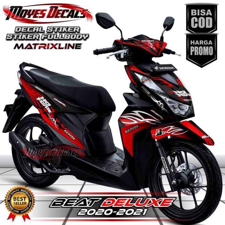 Stiker Decal Beat Deluxe 2020 // Decal New Beat Deluxe 2021 Warna Merah