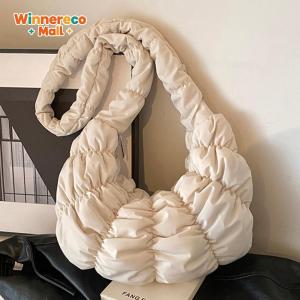 Dumpling Bag Ruched Cloud Shoulder Bag Solid Color Fashion Hobo Bag Crescent Bag