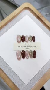 Nizi เล็บแบบสวมใส่ได้ทำด้วยมือล้วนๆสำหรับฤดูใบไม้ร่วงฤดูหนาว D088สไตล์ฝรั่งเศสแสงไล่ล่าสติกเกอร์เล็บตาแมวสไตล์