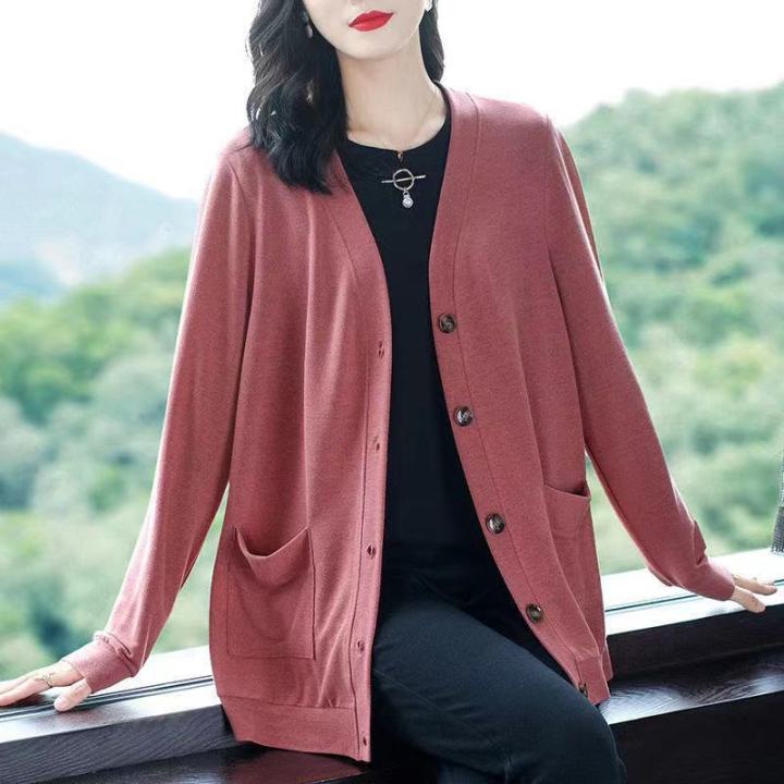 Autumn Cardigan Jacket Thin Lightweight Jackets Solid Color Coat Casual  Loose Cardigan Sweaters