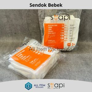 Sendok Bebek SUAPI Putih Trans isi 144 Pcs / Sendok Makan Plastik Catering Nasi Box / Sendok Soup