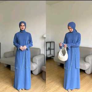 Ayuma Gamis Ceruti Terbaru Model Layer Elegan Busui Friendly  Adem Dipakai